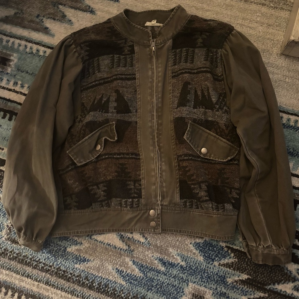 Aztec army green bomber jacket